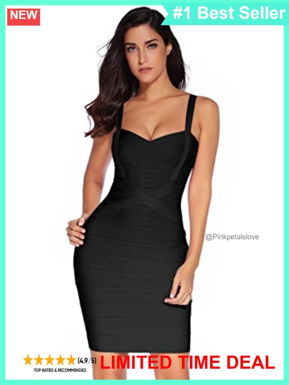 Women's Bandage Bodycon Mini Dress Strap V Neck Party Pencil